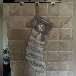 Wondershop K Grey and White Stocking